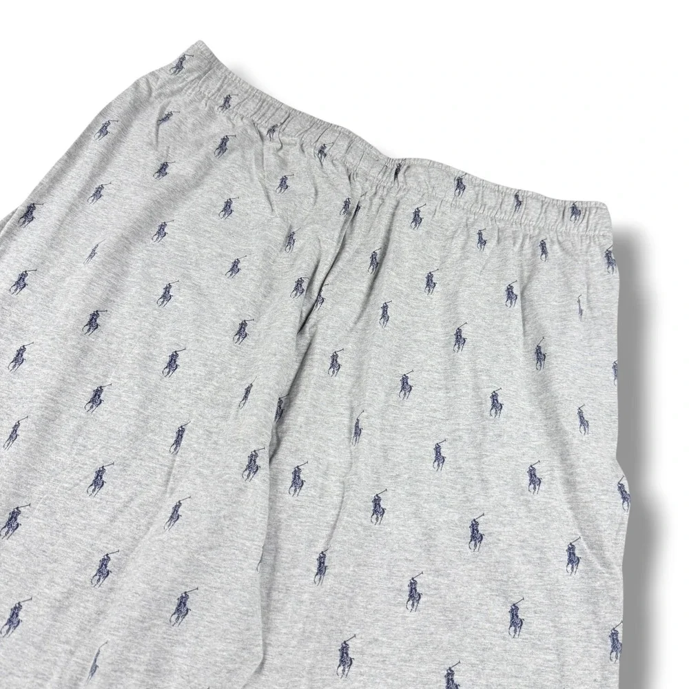 Polo Ralph Lauren Pajama Lounge Pants Men's Large L Gray Allover Pony Print
